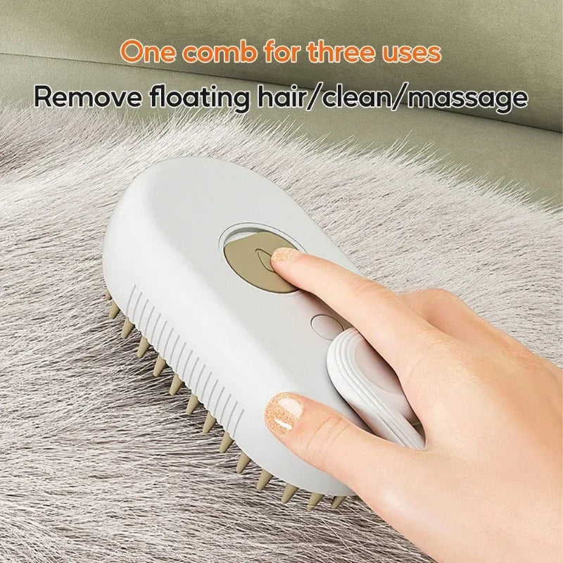 3-in-1 Steam Grooming Brush for Dogs & Cats