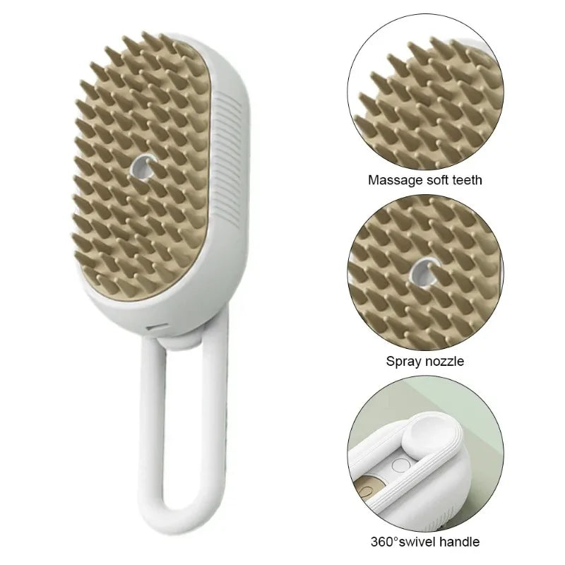 3-in-1 Steam Grooming Brush for Dogs & Cats