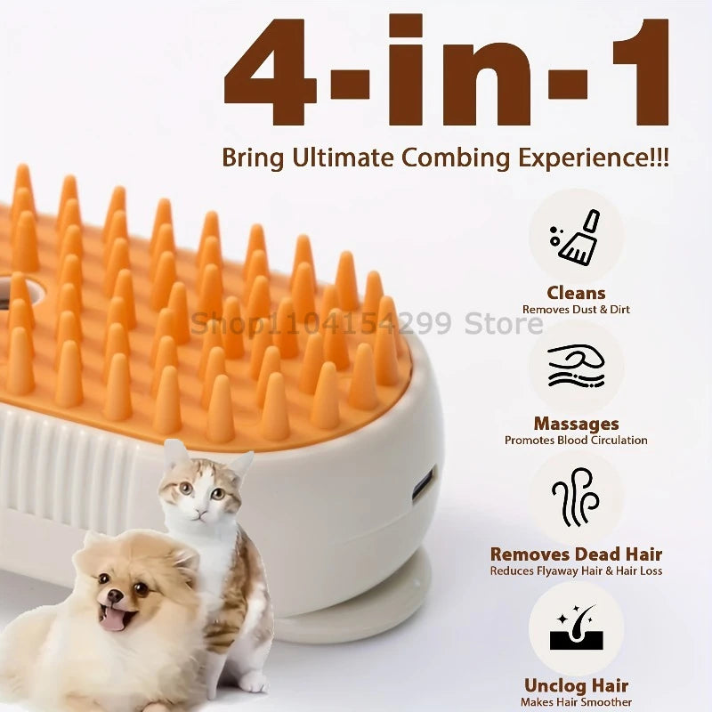 3-in-1 Steam Grooming Brush for Dogs & Cats